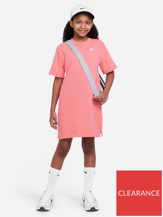 stillFront image of nike-older-girls-sportswear-t-shirt-dress-pink