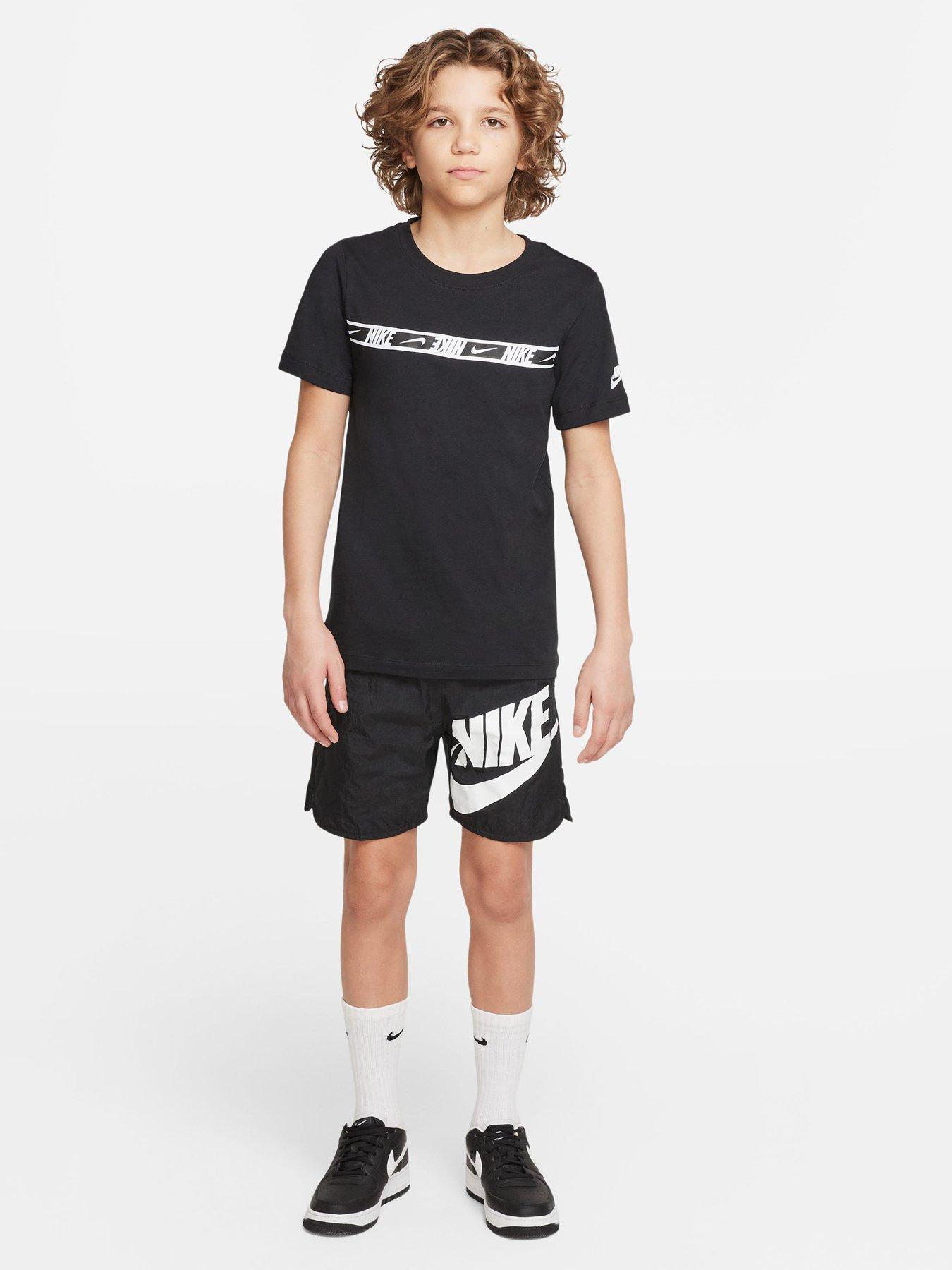 Nike Older Boys Sportswear Woven Big Logo Short - Black/White | Very.co.uk