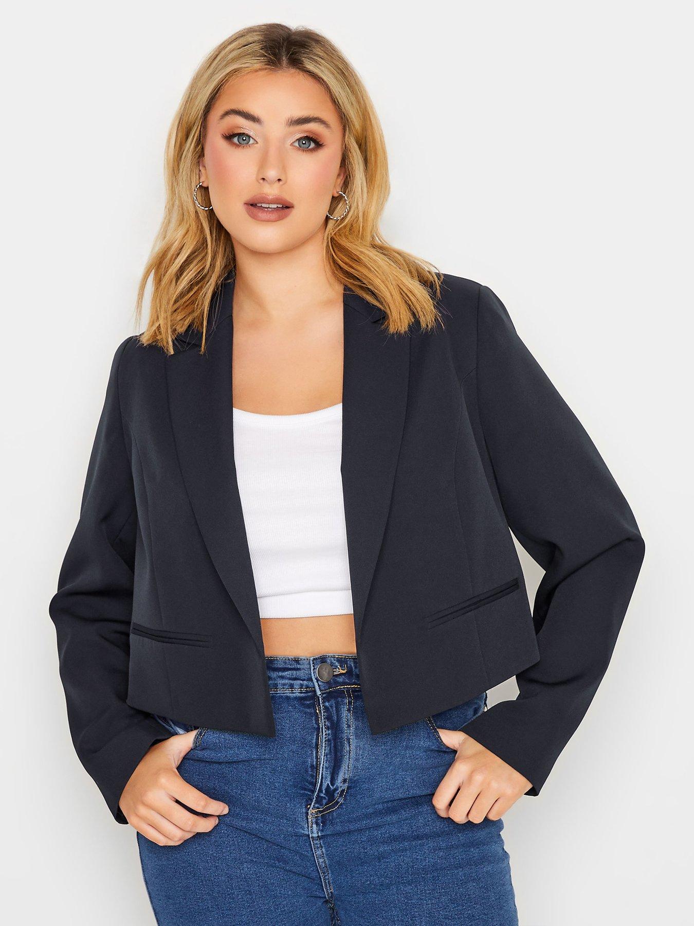Yours Cropped Blazer Navy