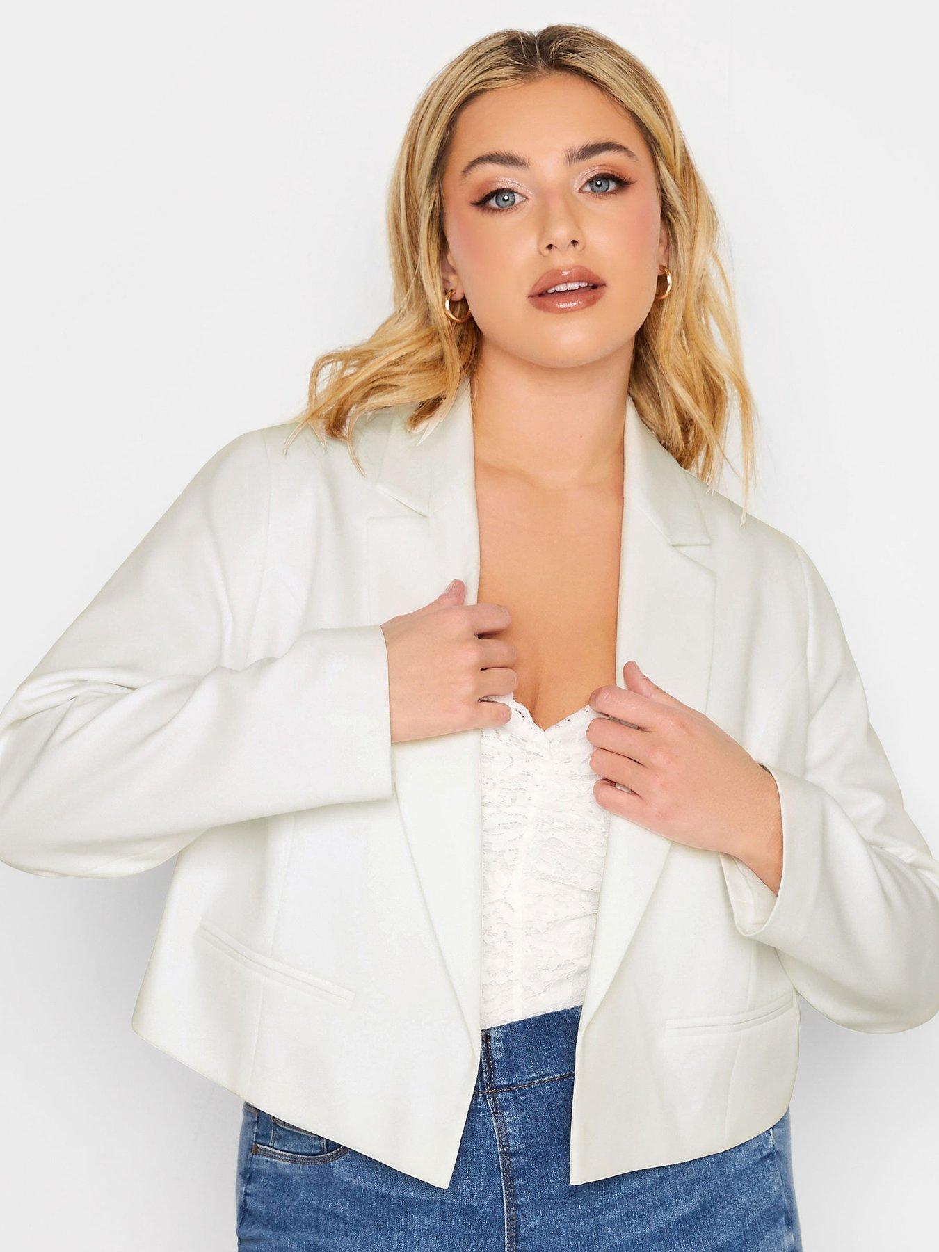 Yours Cropped Blazer White