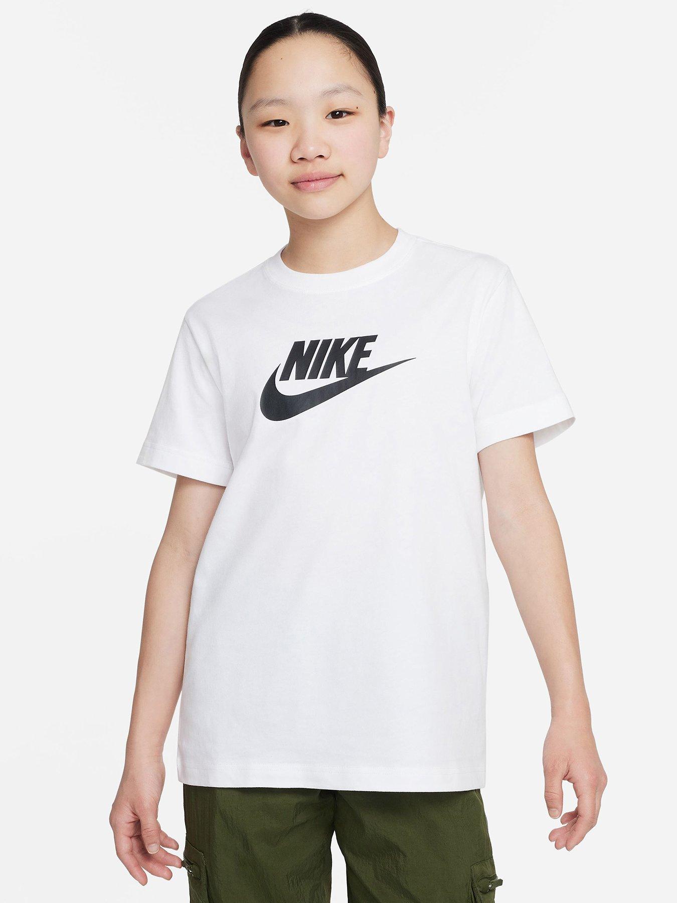 Nike Older Girls Futura Boyfriend T-shirt - White/Black | Very.co.uk