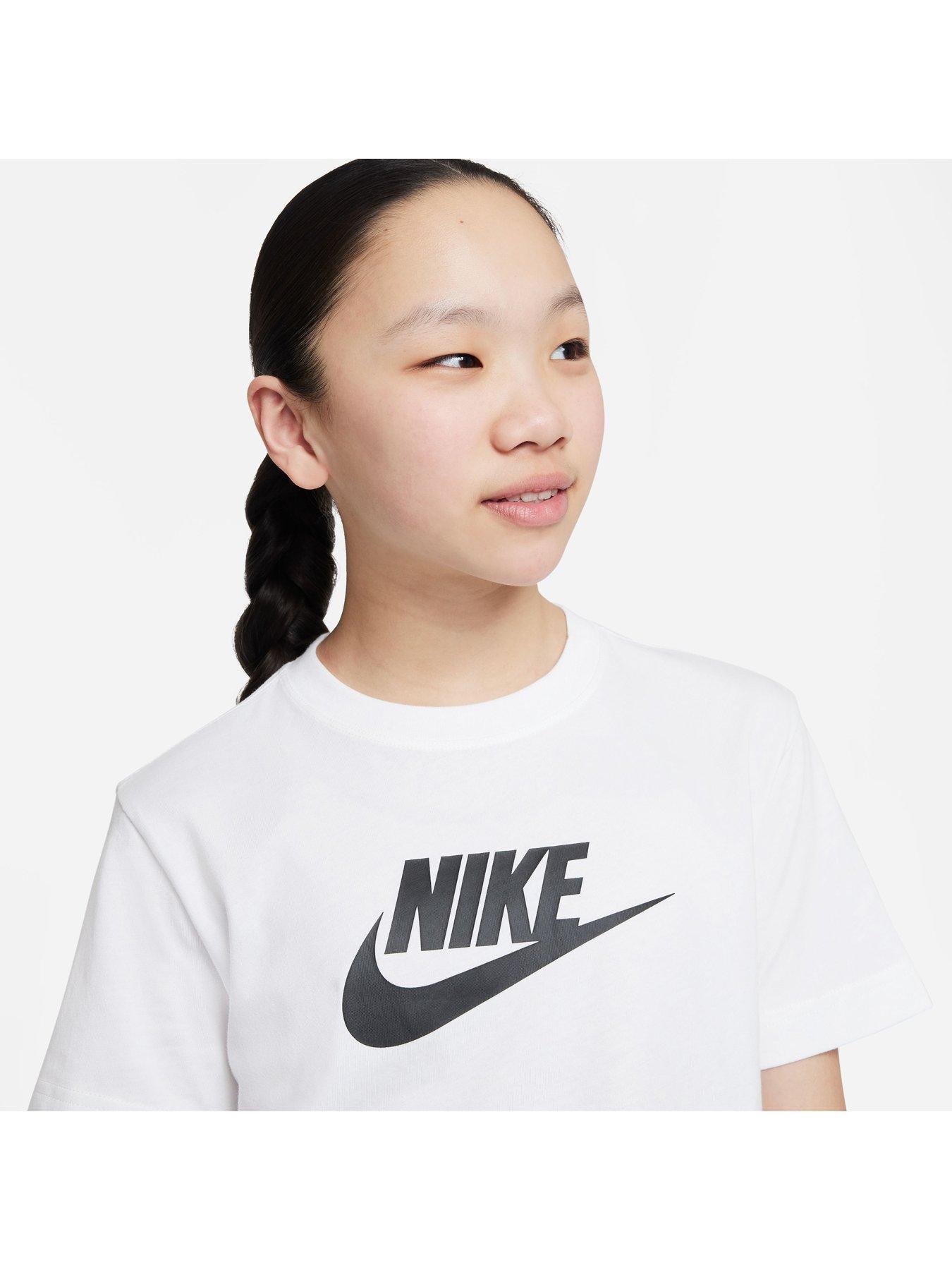 Nike Older Girls Futura Boyfriend T-shirt - White/Black | Very.co.uk