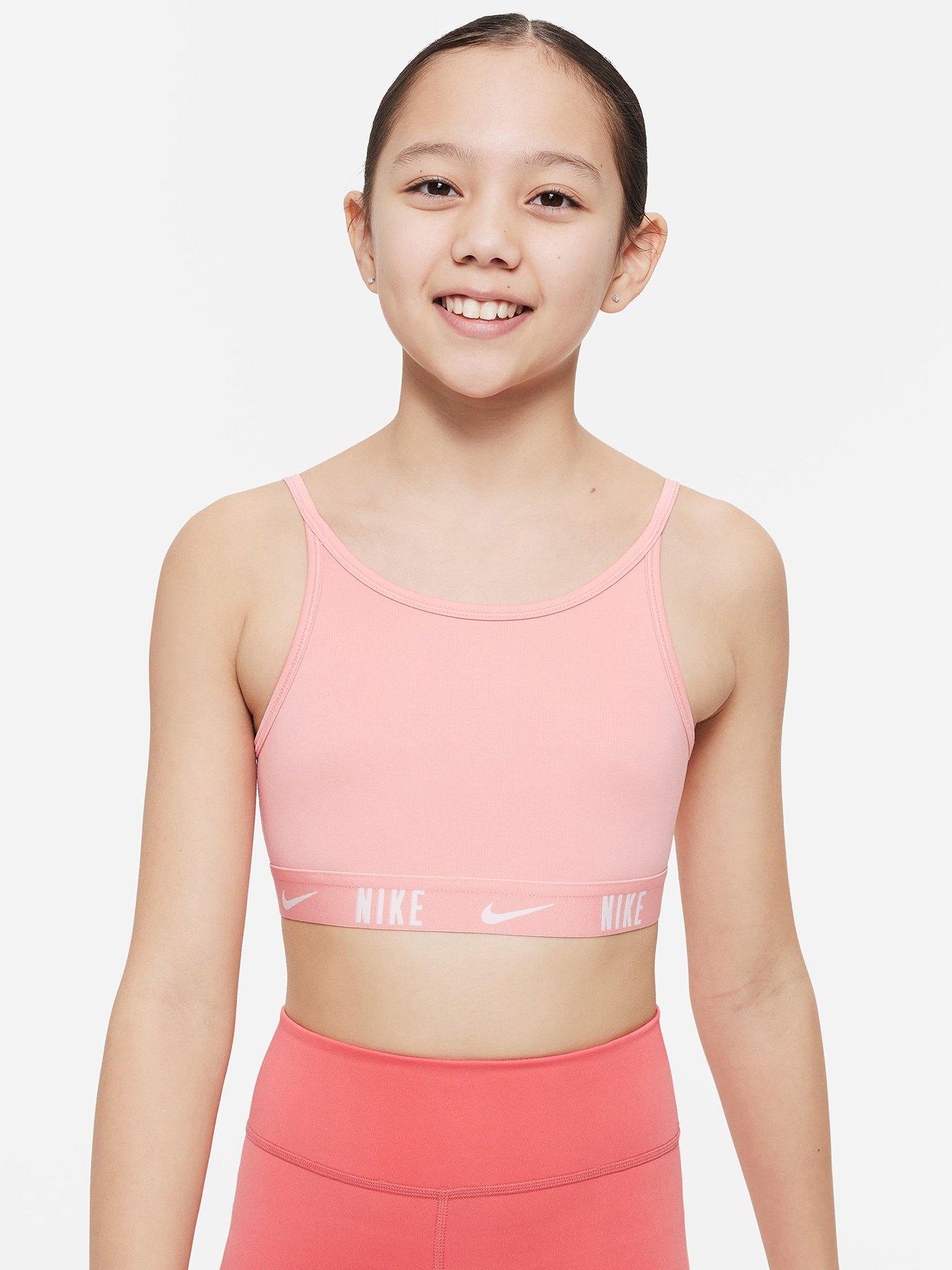 Nike Girls Bra Youth Large White Sports Bra Dri-Fit Trophy Training Older  Kids