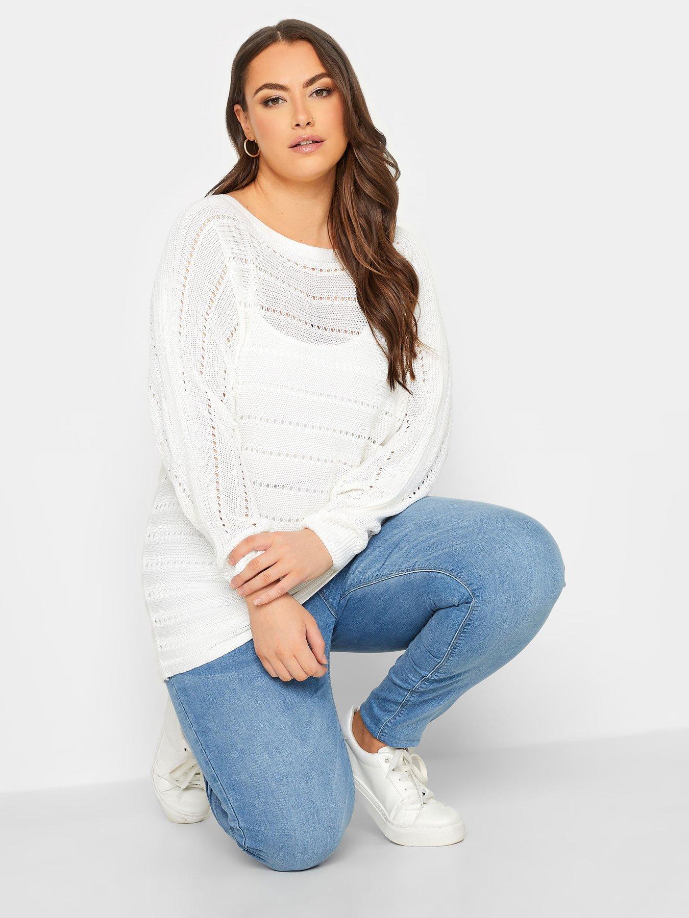 Off shoulder clearance jumper white