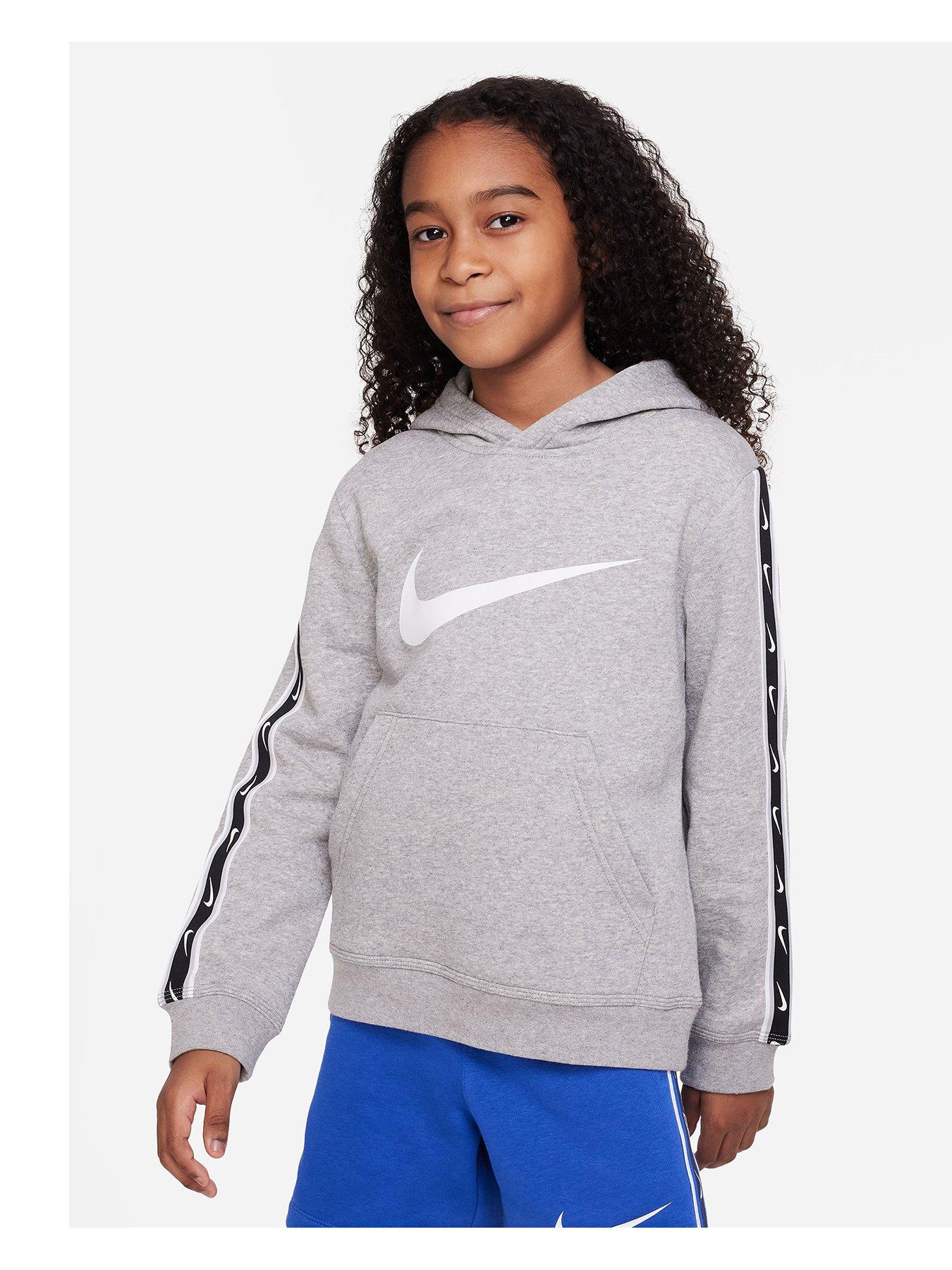 Nike Older Boys Sportswear Repeat Swoosh Fleece Overhead Hoody - Grey ...