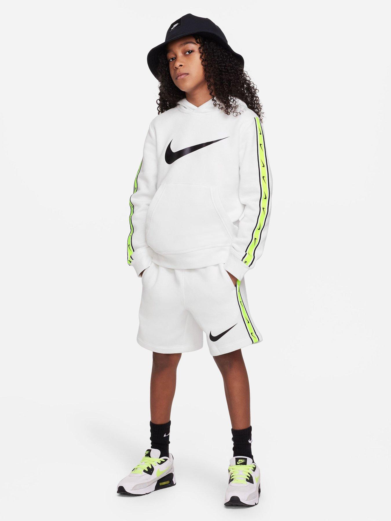Nike Older Boys Sportswear Repeat Swoosh Fleece Overhead Hoody - White ...