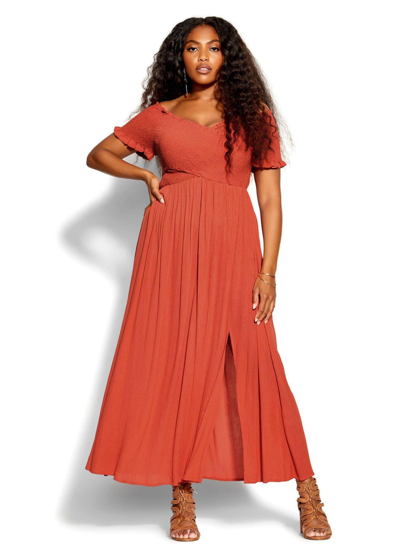 Off-The-Shoulder Maxi Dress in Medium Wash