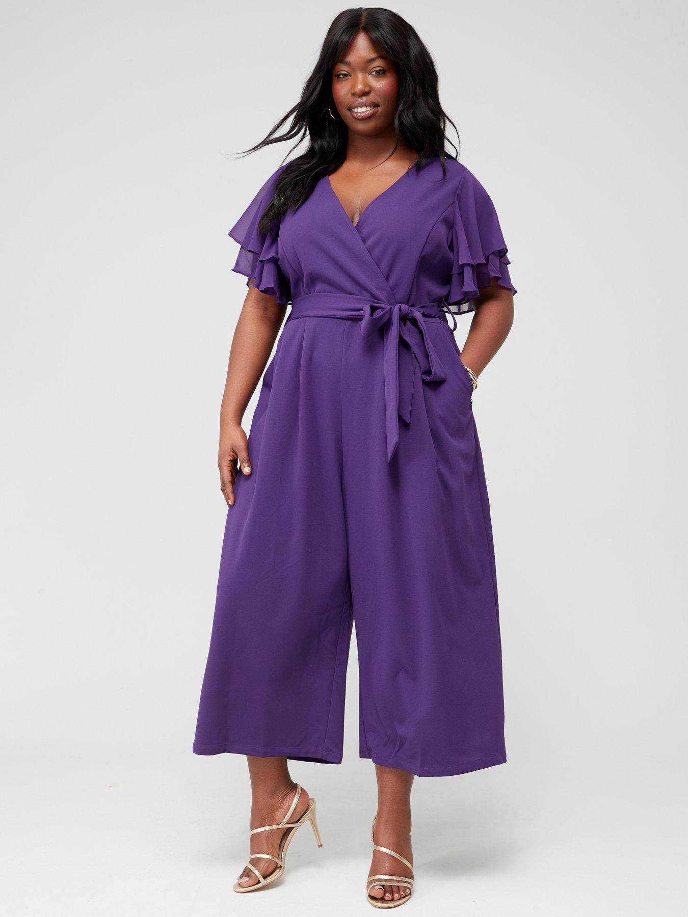 City Chic Flutter Sleeve Jumpsuit Purple Very