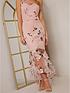  image of chi-chi-london-one-shoulder-peplum-embroidered-bodycon-dress-in-blush