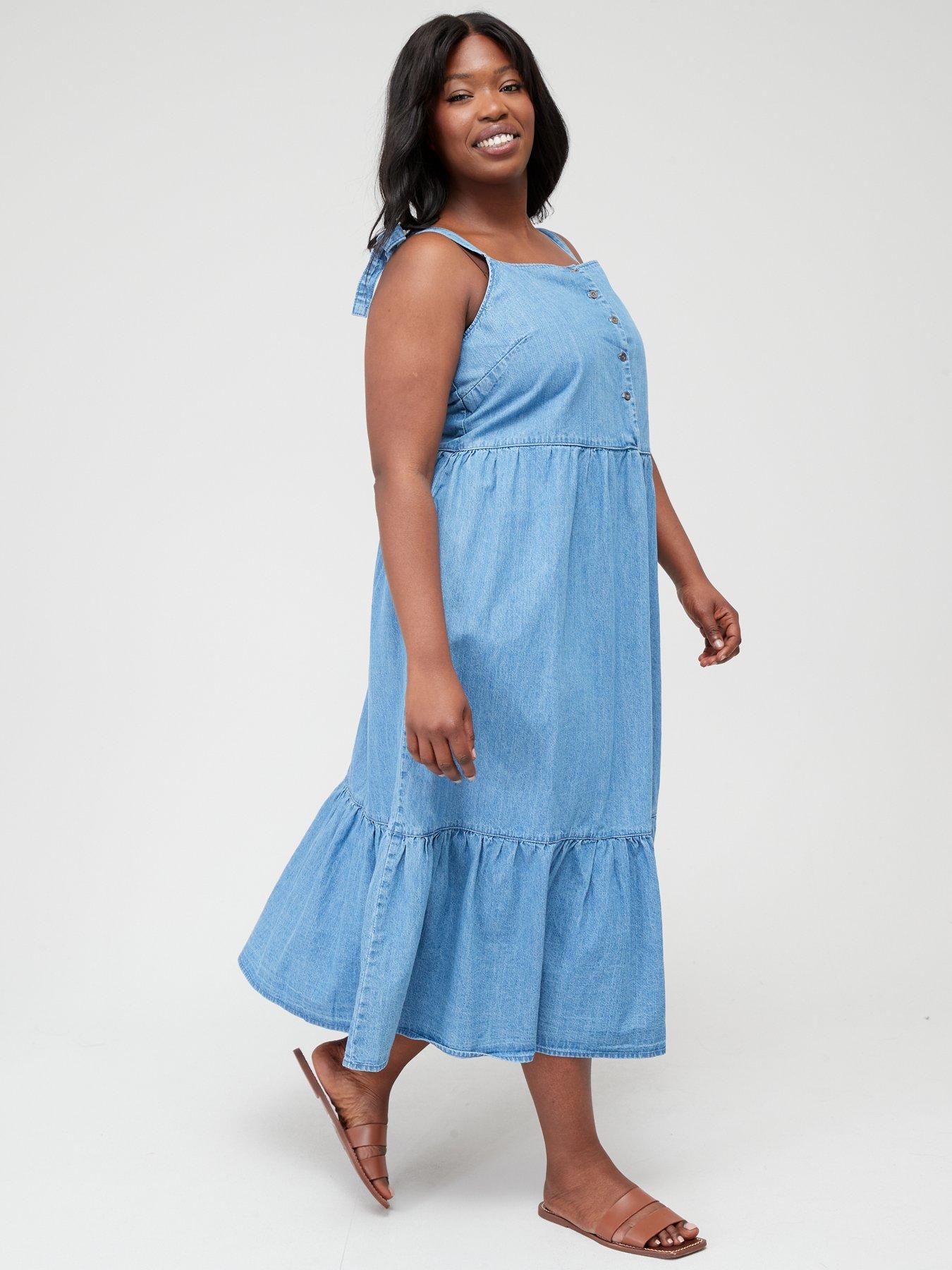 City Chic Denim Tie Maxi Dress very