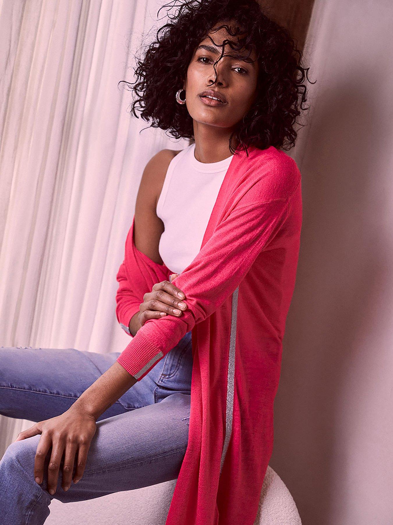 Long pink shop cardigan uk