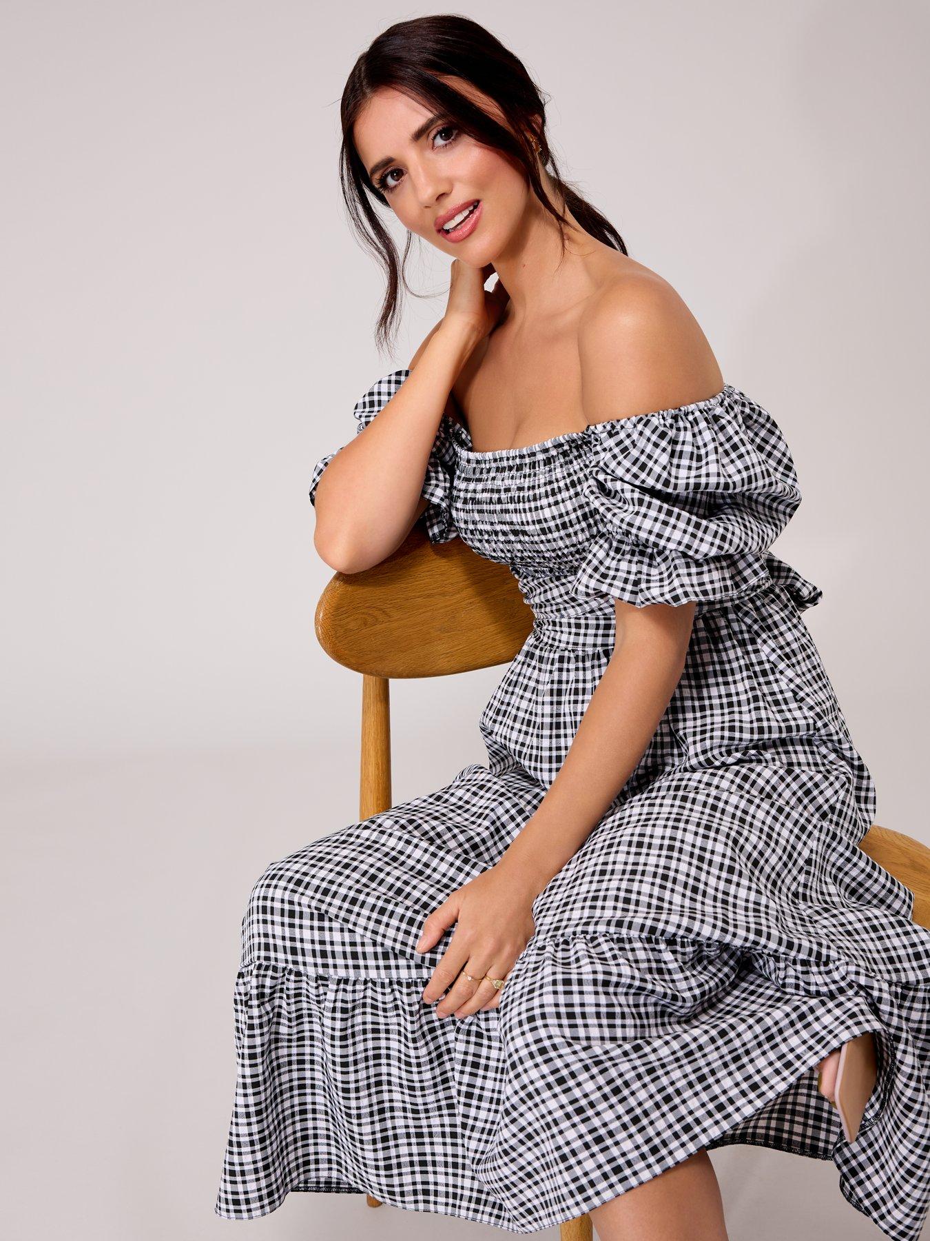 Lucy Mecklenburgh x V by Very Gingham Short Sleeve Tie Waist