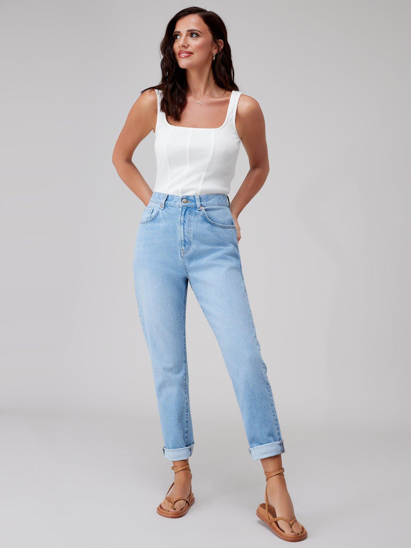 Blue ankle grazer sales jeans