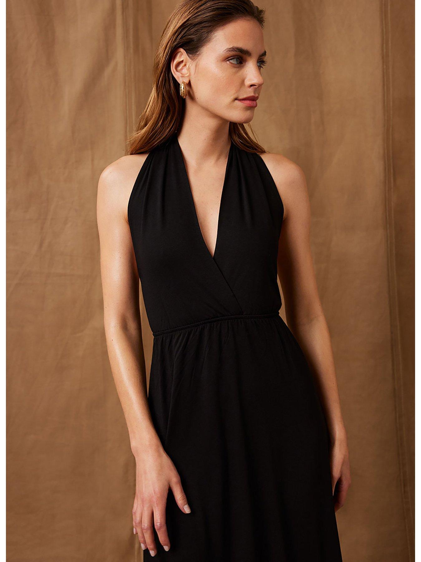 Black v neck sales jersey dress