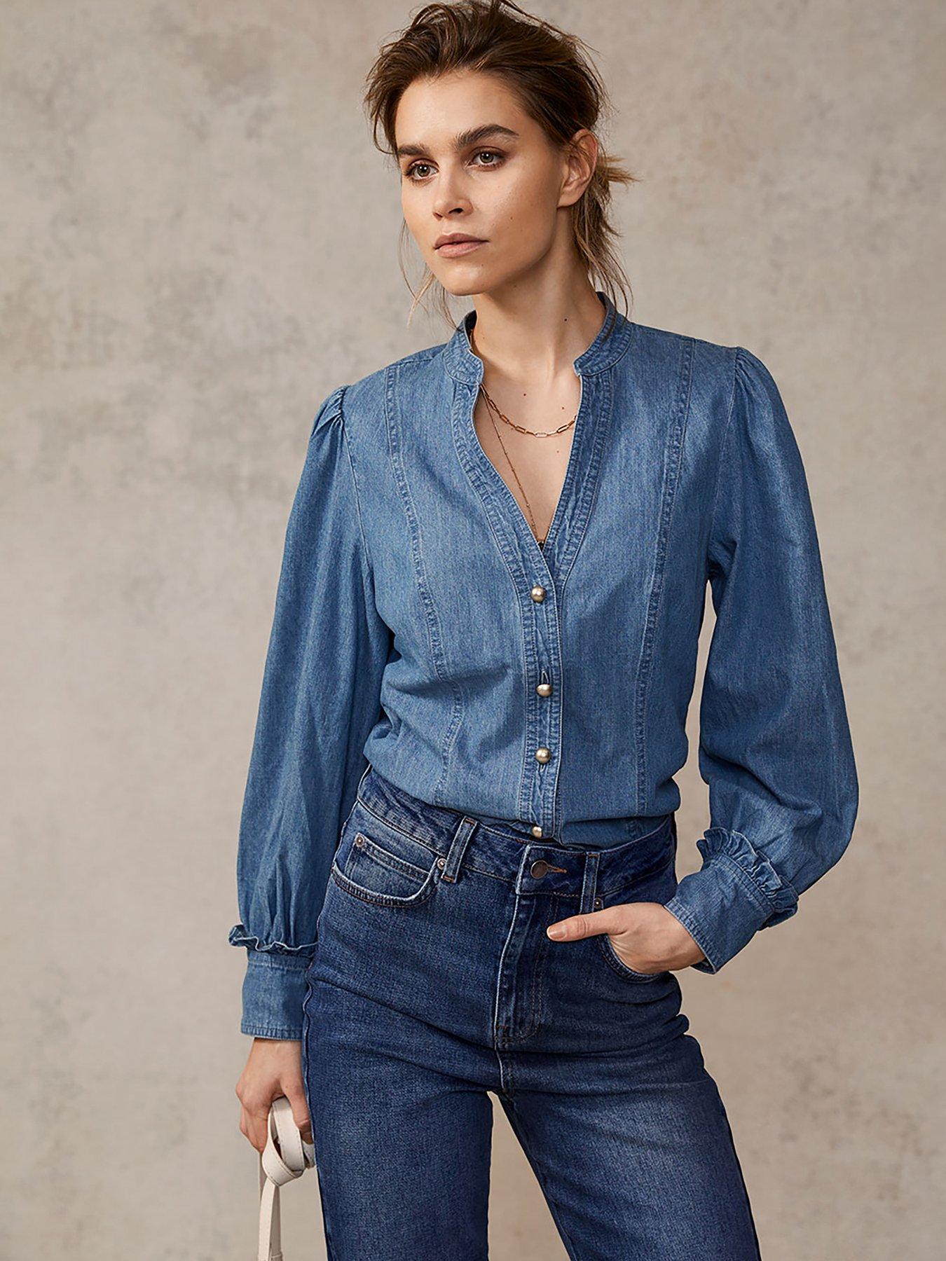 Blue best sale jean blouse