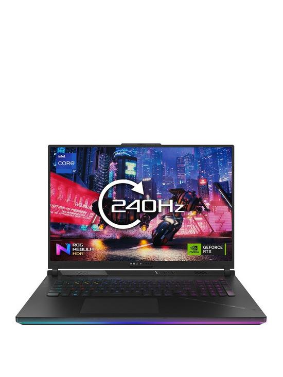 front image of asus-rog-strix-scar-18-gaming-laptop-18in-qhd-240hz-rtx-4090-intel-core-i9-32gb-ram-2tb-hdd
