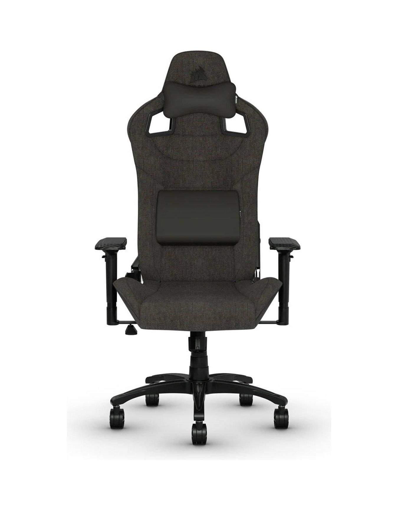 Product photograph of Corsair T3 Rush 2023 Fabric Gaming Chair - Charcoal Black from very.co.uk
