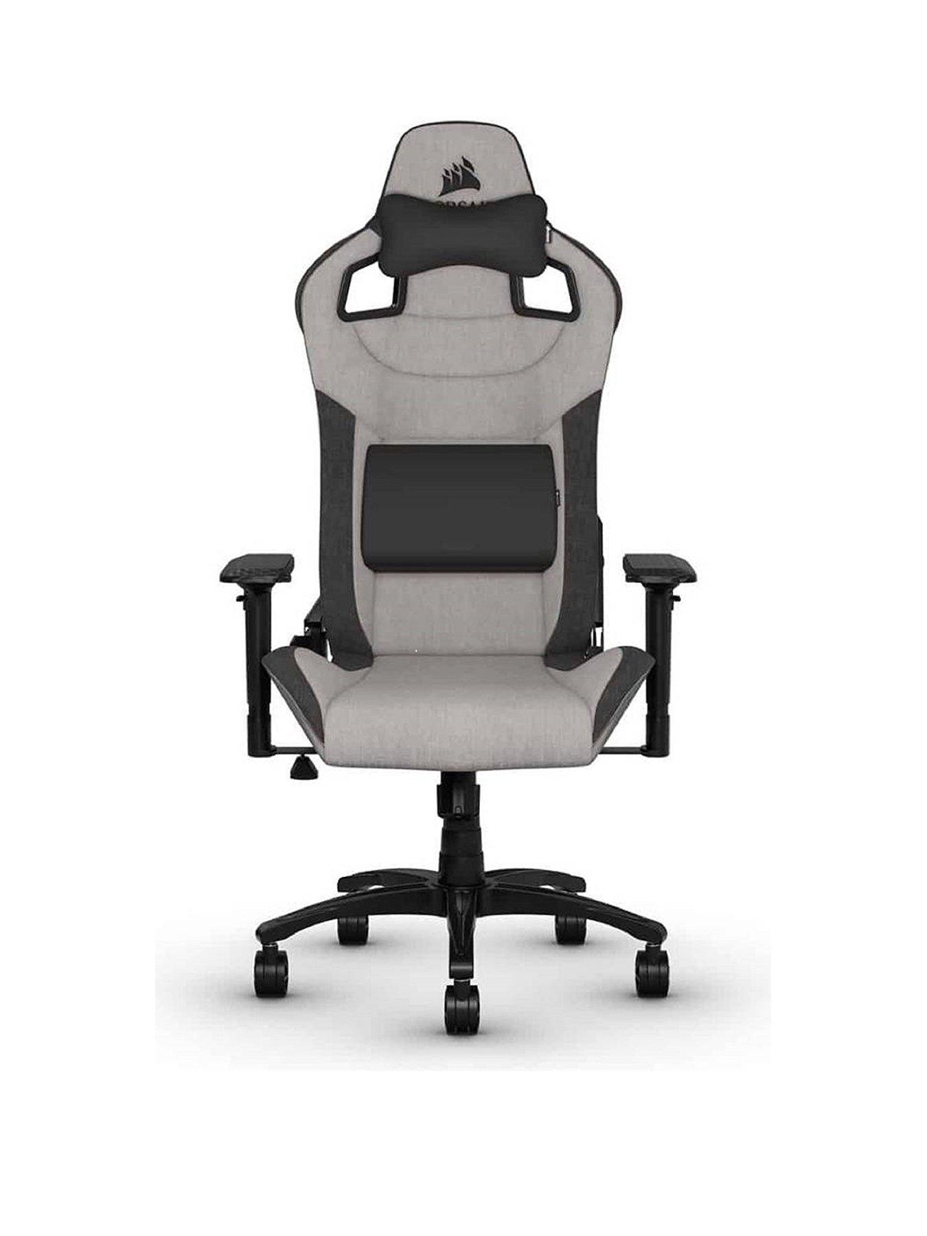 Product photograph of Corsair T3 Rush 2023 Fabric Gaming Chair - Charcoal Grey from very.co.uk