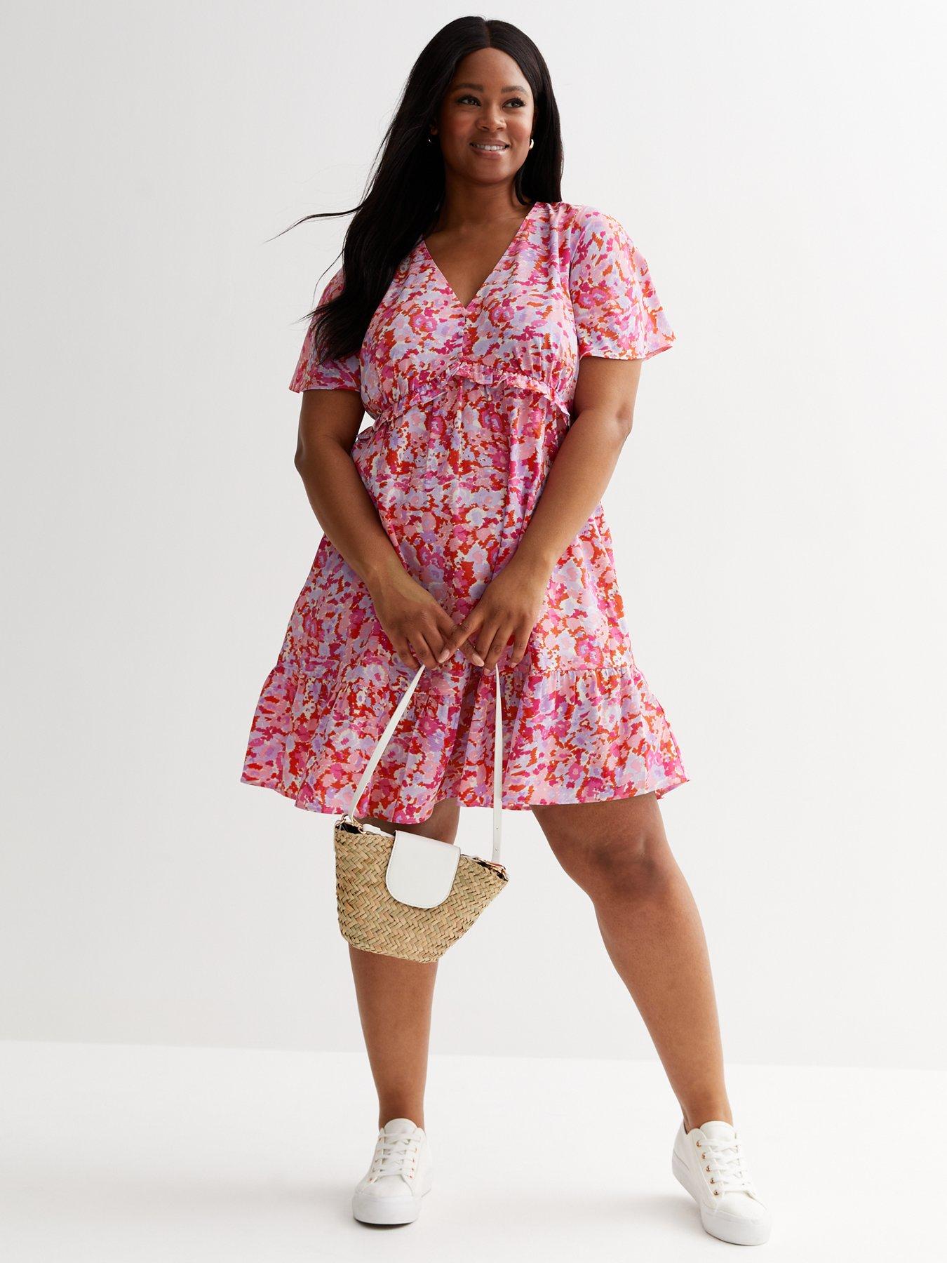 Pink frill mini outlet dress