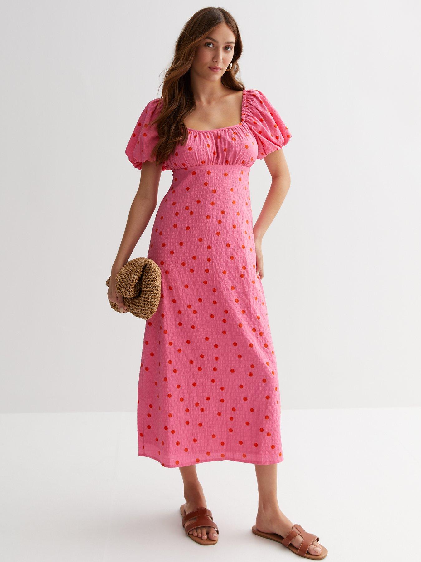 New look tiered midaxi smock dress in polka outlet dot