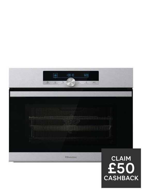 front image of hisense-bim44321ax-built-in-compact-electric-single-oven-with-microwave-function-stainless-steel