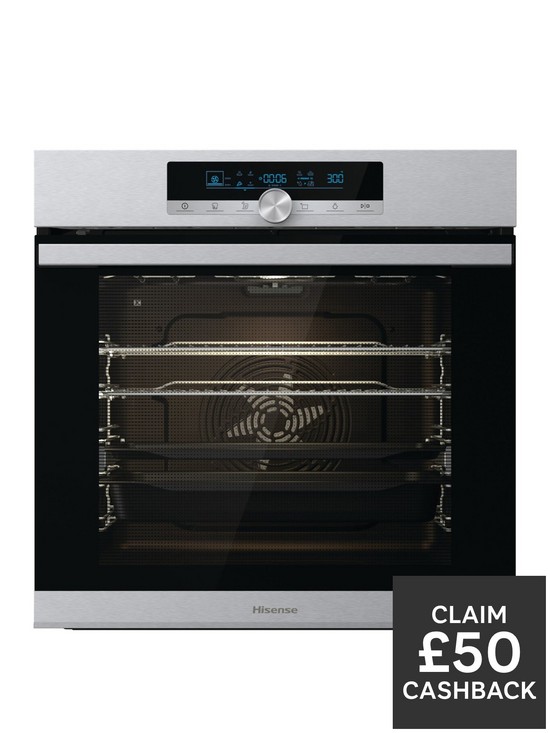 front image of hisense-bsa65336px-built-in-electric-single-oven-stainless-steel