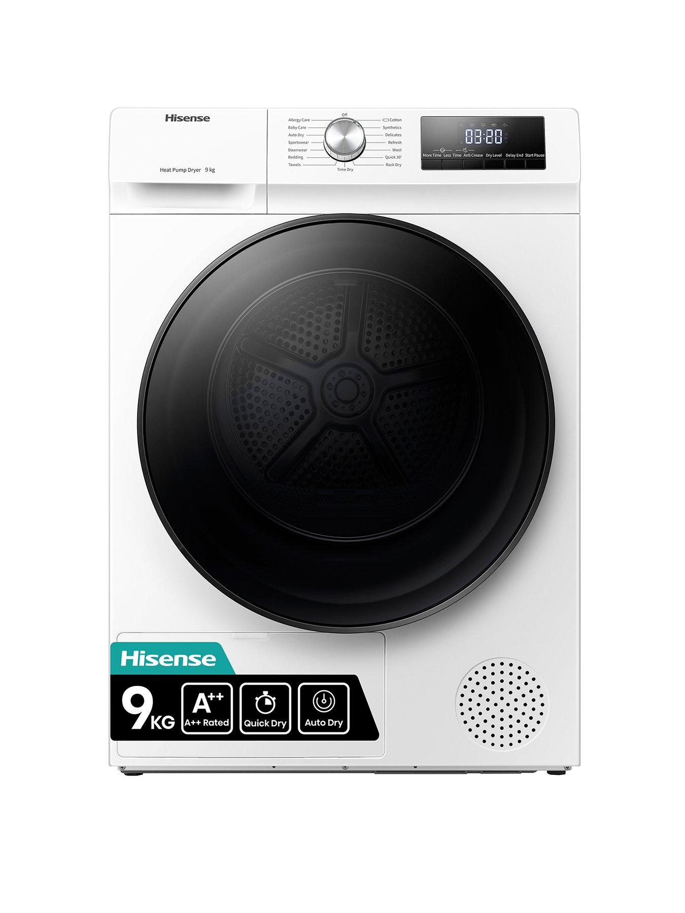 Image 1 of 7 of Hisense 3 Series DHQA902U 9Kg Heat Pump Tumble Dryer - White