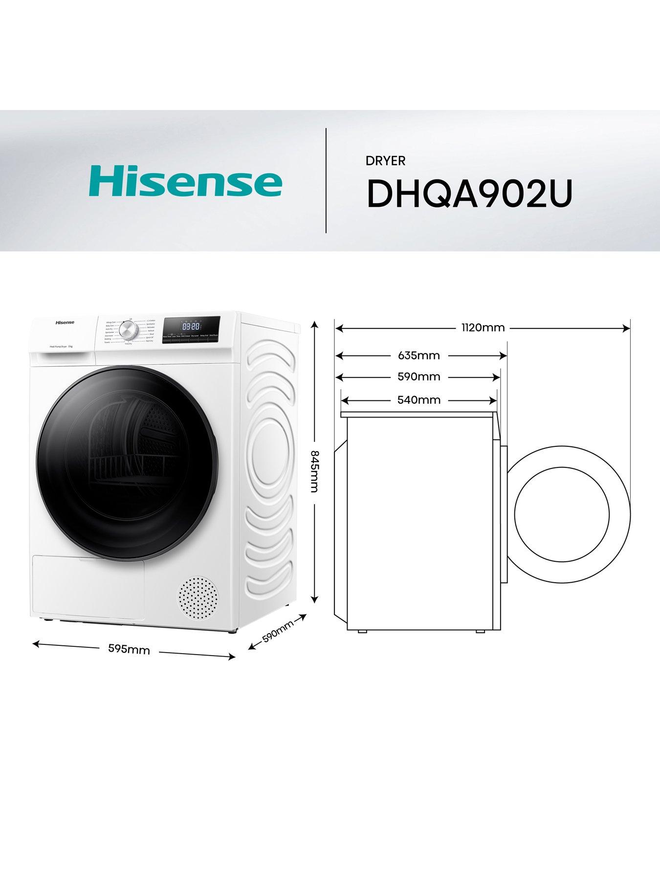 Image 6 of 7 of Hisense 3 Series DHQA902U 9Kg Heat Pump Tumble Dryer - White