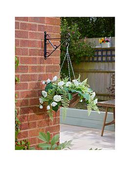 Product photograph of Smart Garden Faux White Rose Hanging Basket from very.co.uk