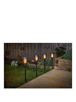 Product photograph of Smart Solar Urbane Flaming Solar Stake Lights - 4 Pack from very.co.uk