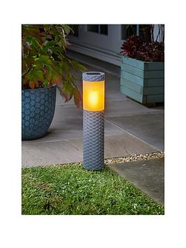 Product photograph of Smart Solar Solar Flame Effect Grey Bollard Pair from very.co.uk