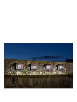 Product photograph of Smart Solar Maroc Decorative Solar Wall Fence Post Light Set Of 4 from very.co.uk