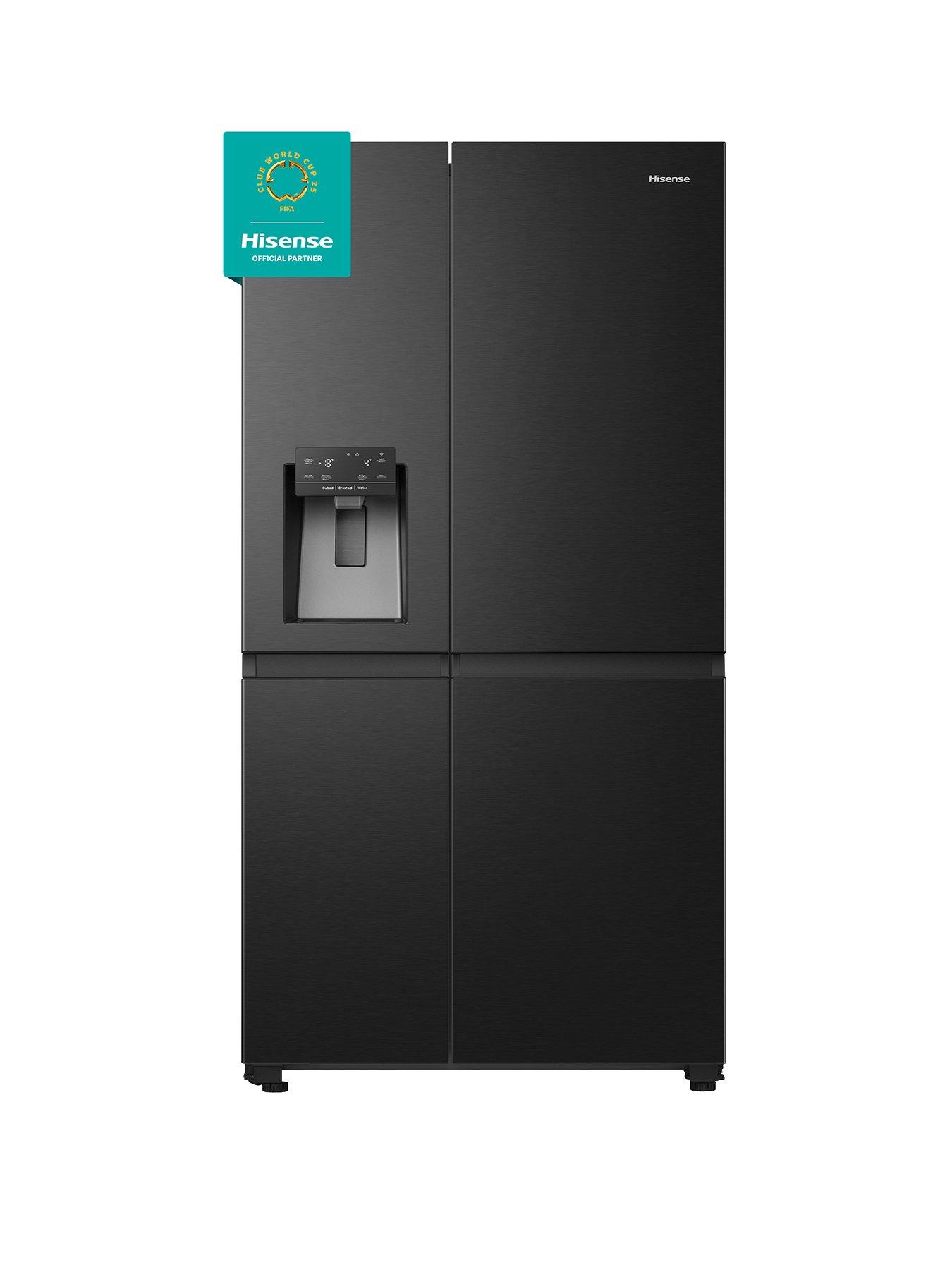 Hisense RS818N4TFE 91cm Wide Pureflat Fridge Freezer with Water  &  Ice Dispenser - Black