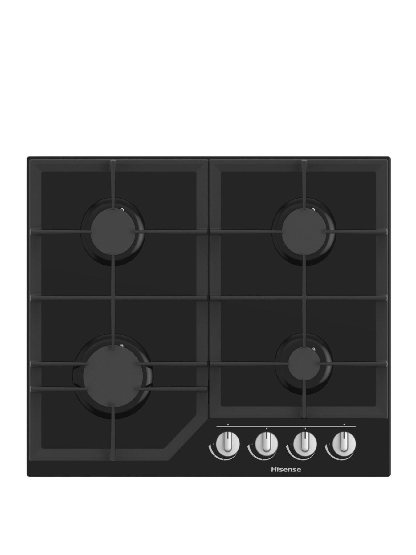 Product photograph of Hisense Gg643b 4 Burner Gas Hob In Black Glass Top from very.co.uk