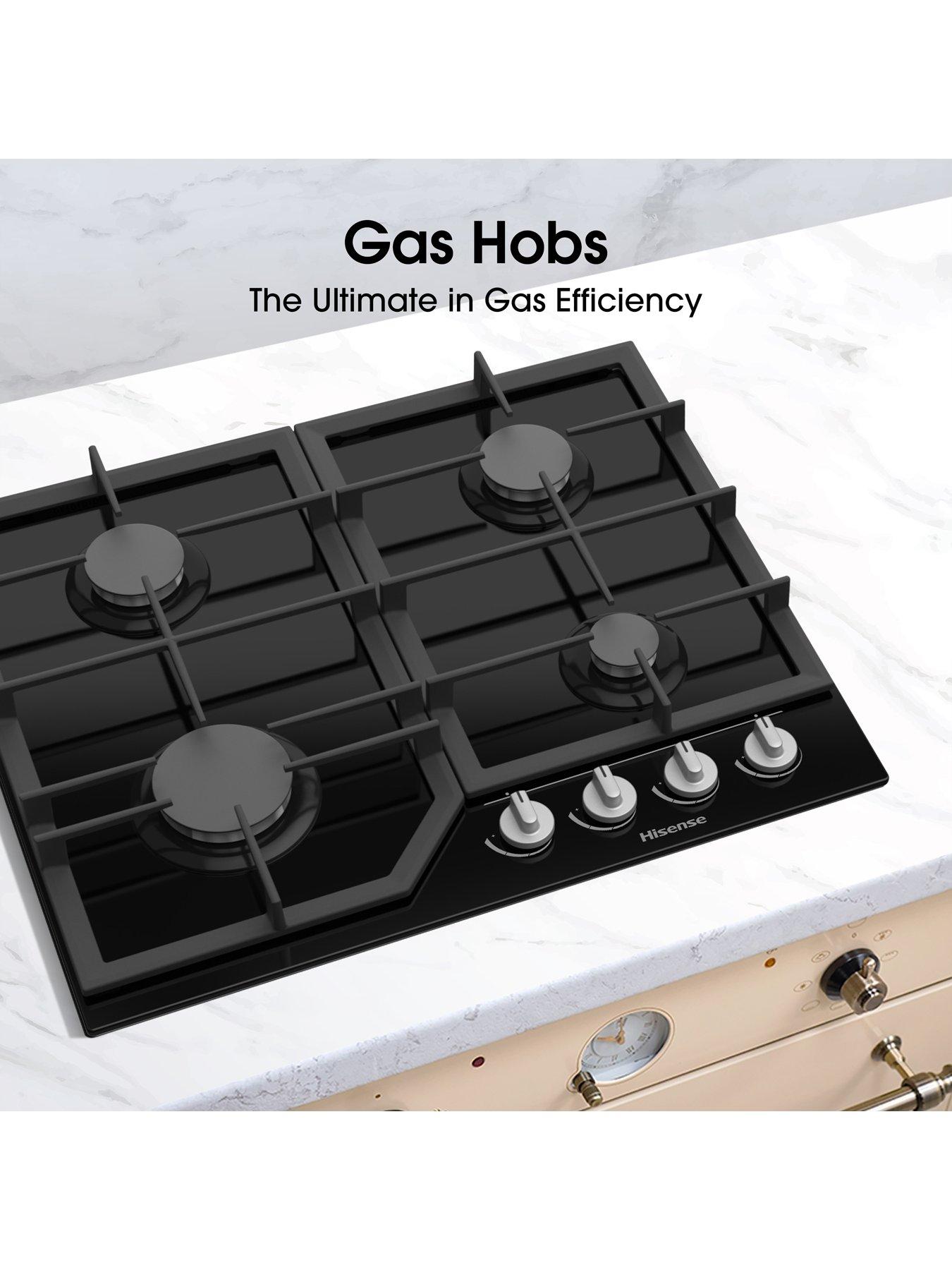 Gas hob 4 burner black deals glass