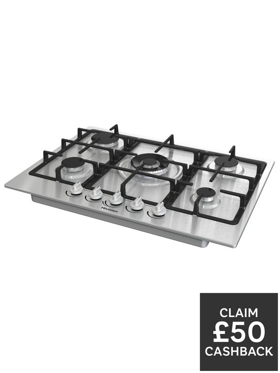 stillFront image of hisense-gm773xf-gas-hob-5-cooking-zones-wok-burner-and-cast-iron-grills