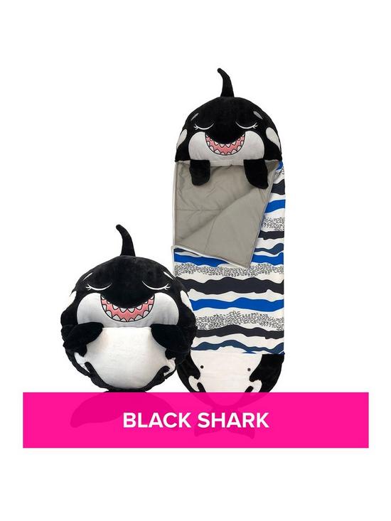 stillFront image of happy-nappers-black-shark-sleeping-bag--nbspmedium