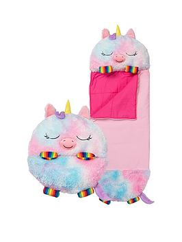 Product photograph of Happy Nappers Rainbow Unicorn Sleeping Bag - Medium from very.co.uk