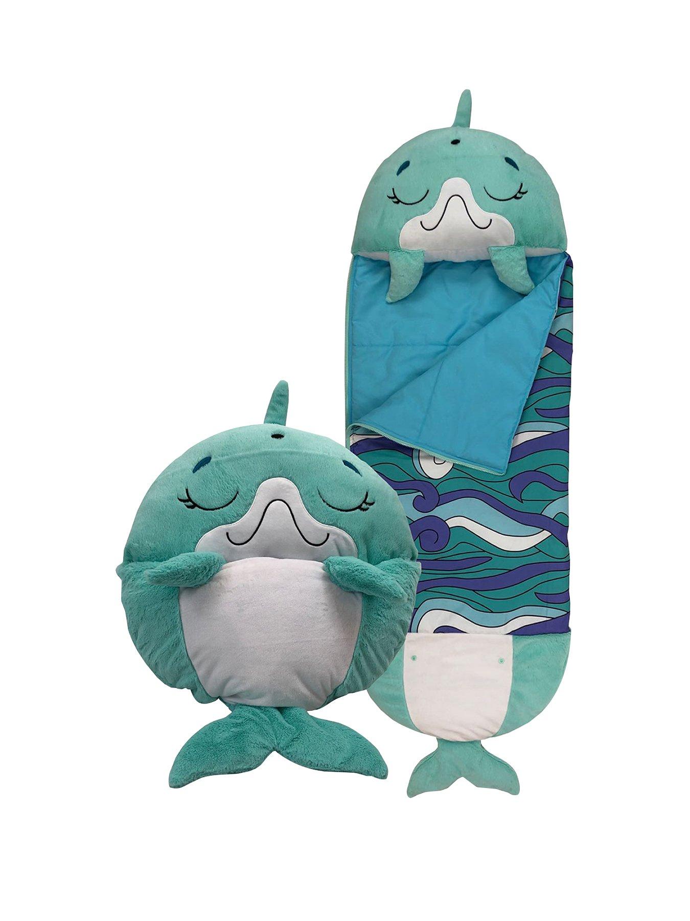 Product photograph of Happy Nappers Blue Disco Dolphin Sleeping Bag - Large from very.co.uk