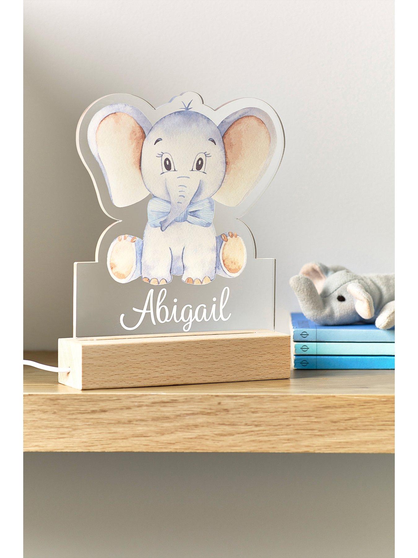 Image 2 of 2 of Love Abode Personalised Baby Elephant LED Night Light