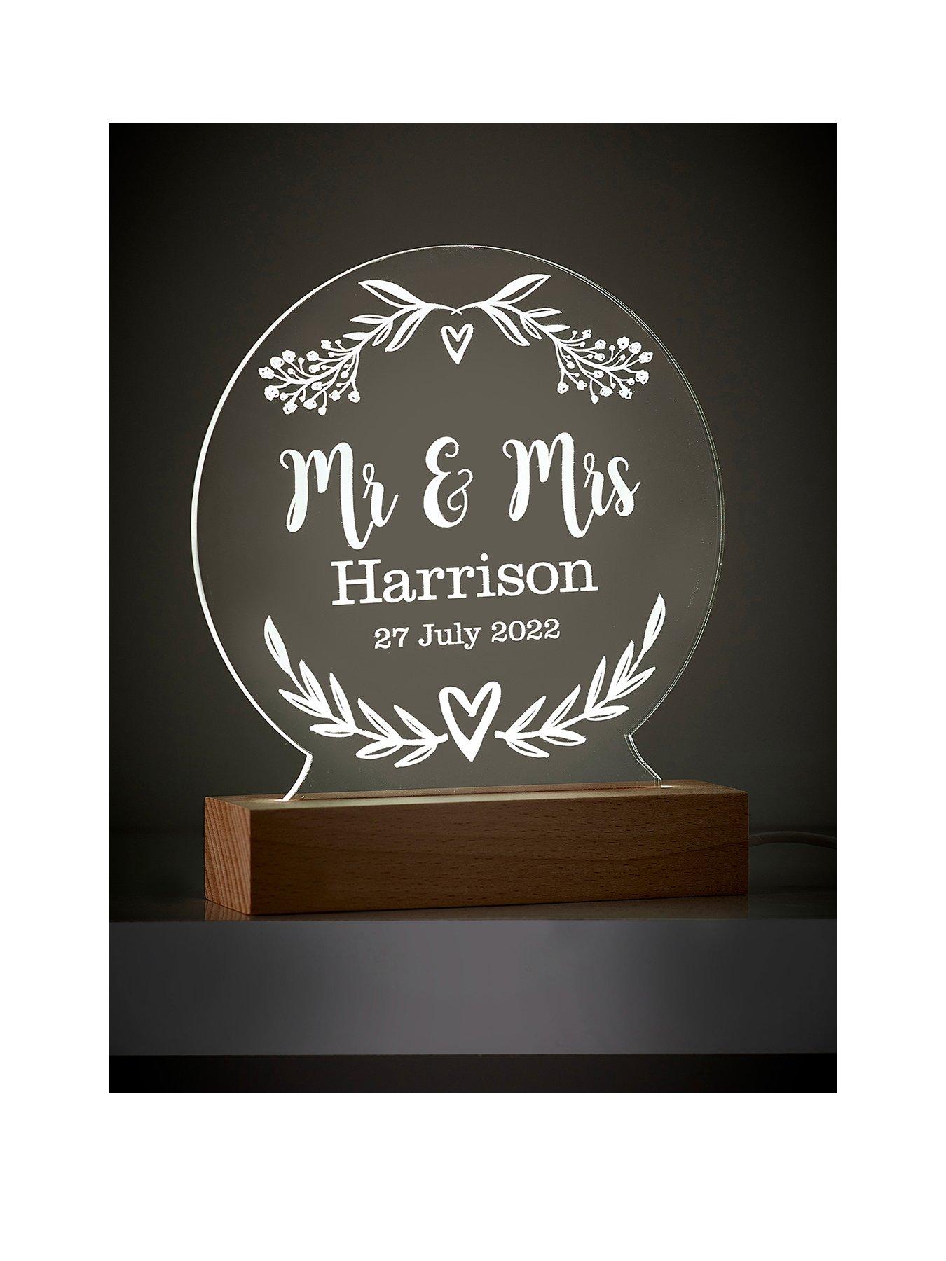Product photograph of Love Abode Personalised Mr Amp Mrs Led Sign from very.co.uk