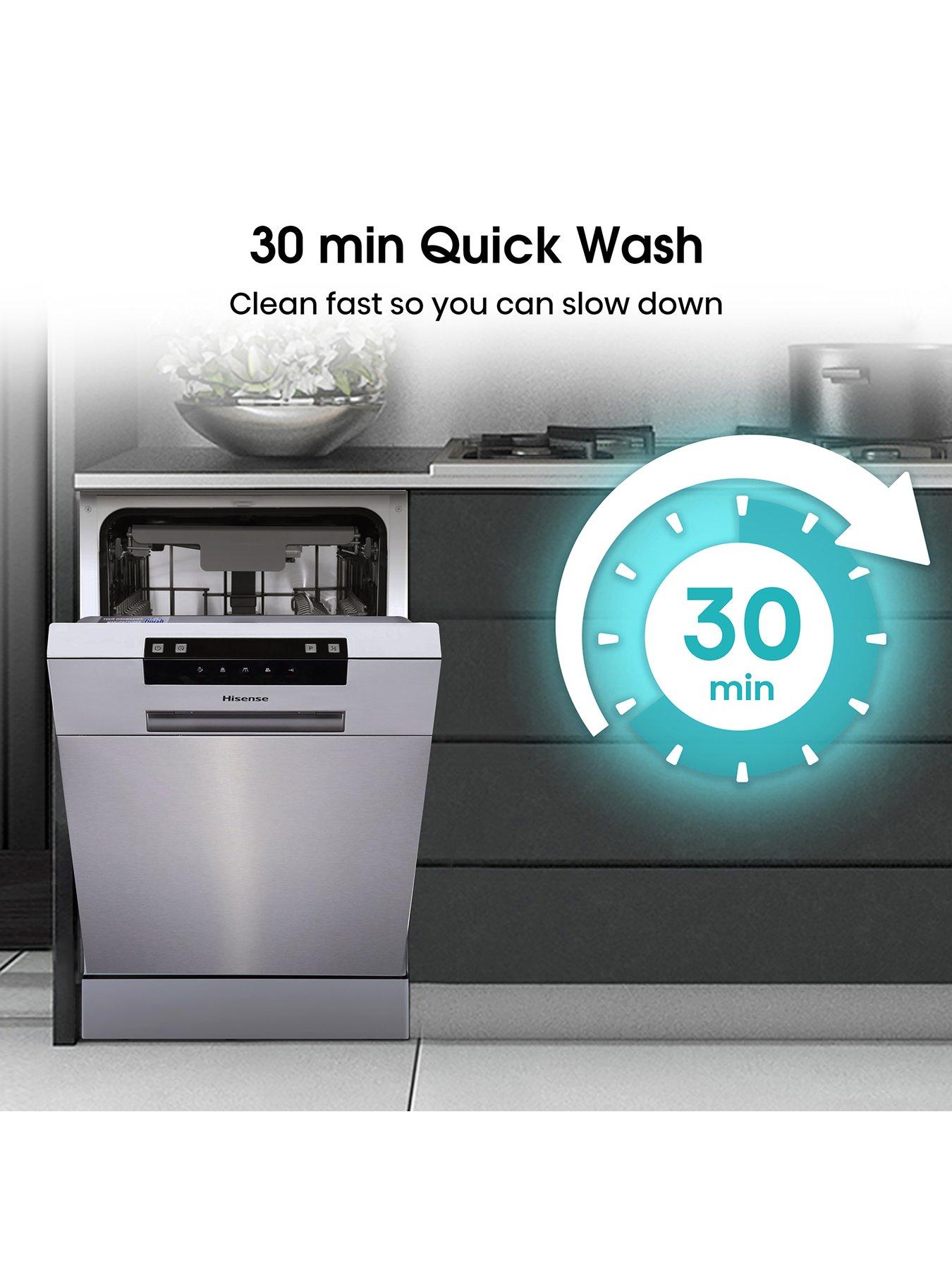 Image 3 of 7 of Hisense HS523E15XUK Slimline 30-Minute Quick Wash, 10 Place Dishwasher &ndash; Stainless Steel