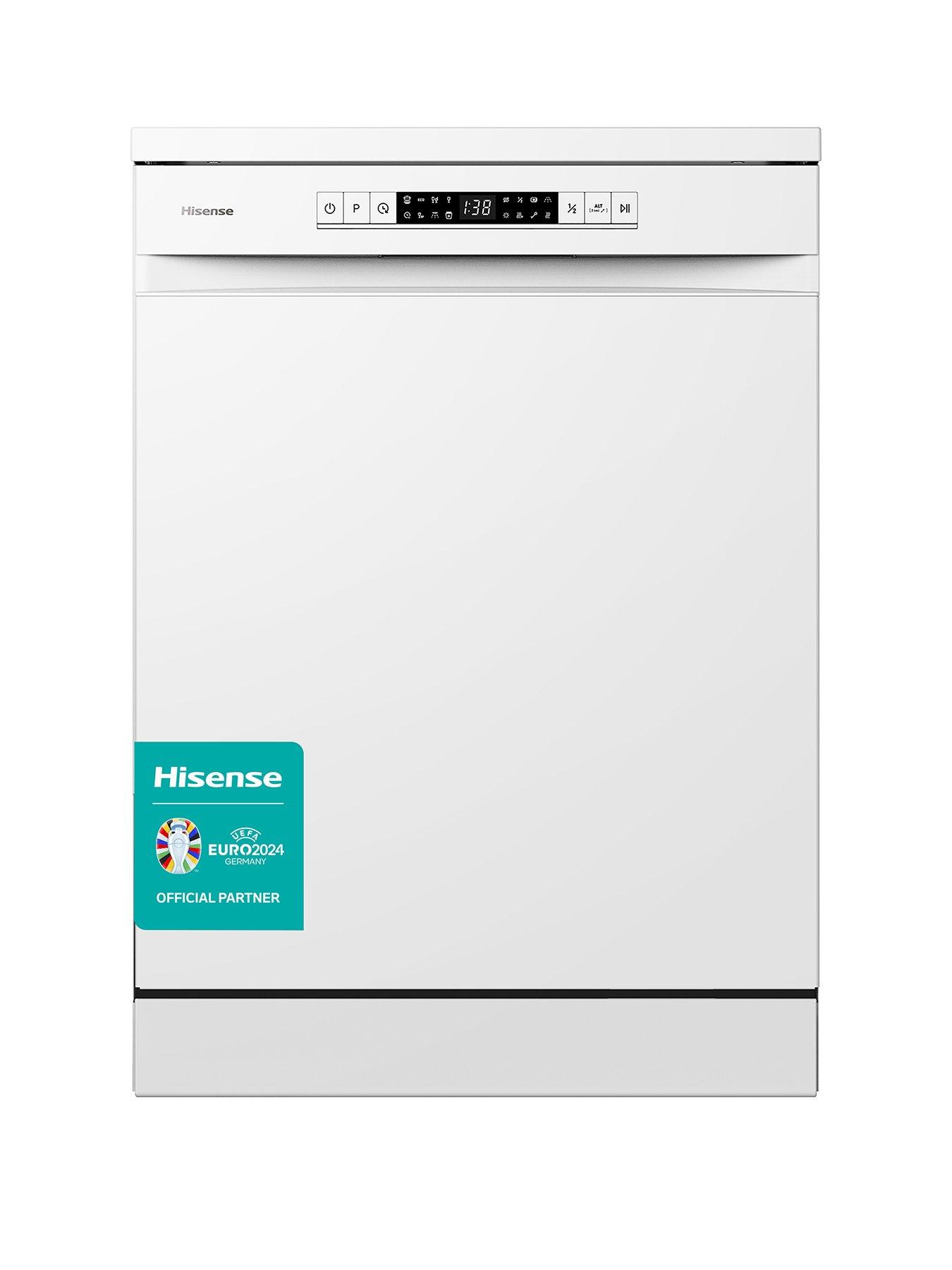 Product photograph of Hisense Hs622e90wuk 13-place Freestanding Dishwasher - White from very.co.uk