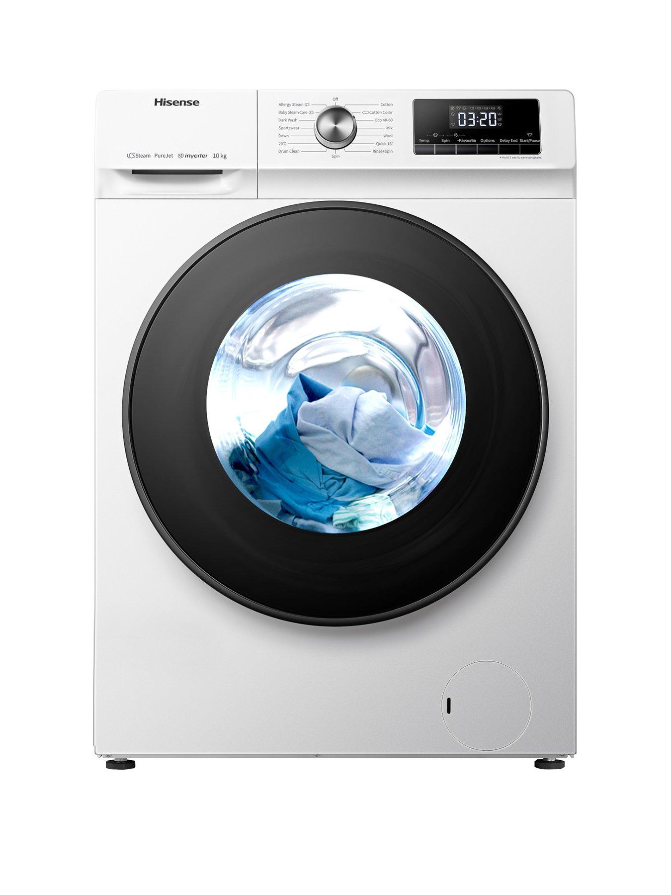 Product photograph of Hisense 3 Series Wfqa1014evjm 10kg Load 1400 Rpm Spin Washing Machine - White from very.co.uk
