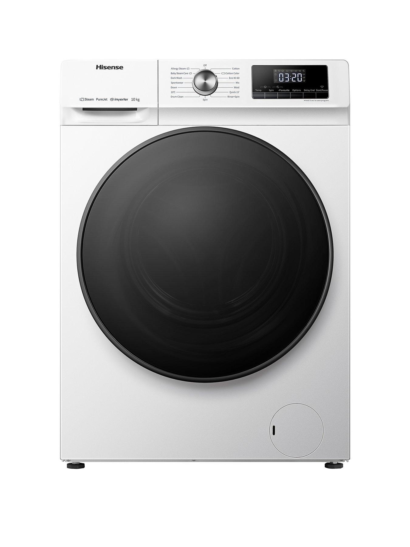 Product photograph of Hisense 3 Series Wfqa1014evjm 10kg Load 1400 Rpm Spin Washing Machine - White from very.co.uk