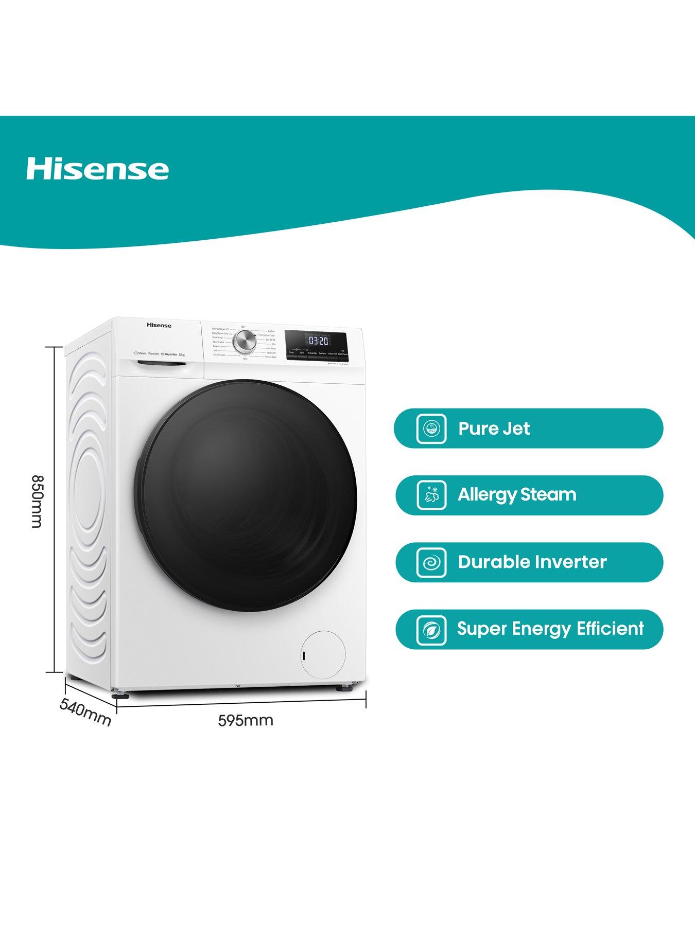 Image 2 of 7 of Hisense 3 Series WFQA8014EVJM 8kg Load, 1400 rpm Spin Washing Machine - White
