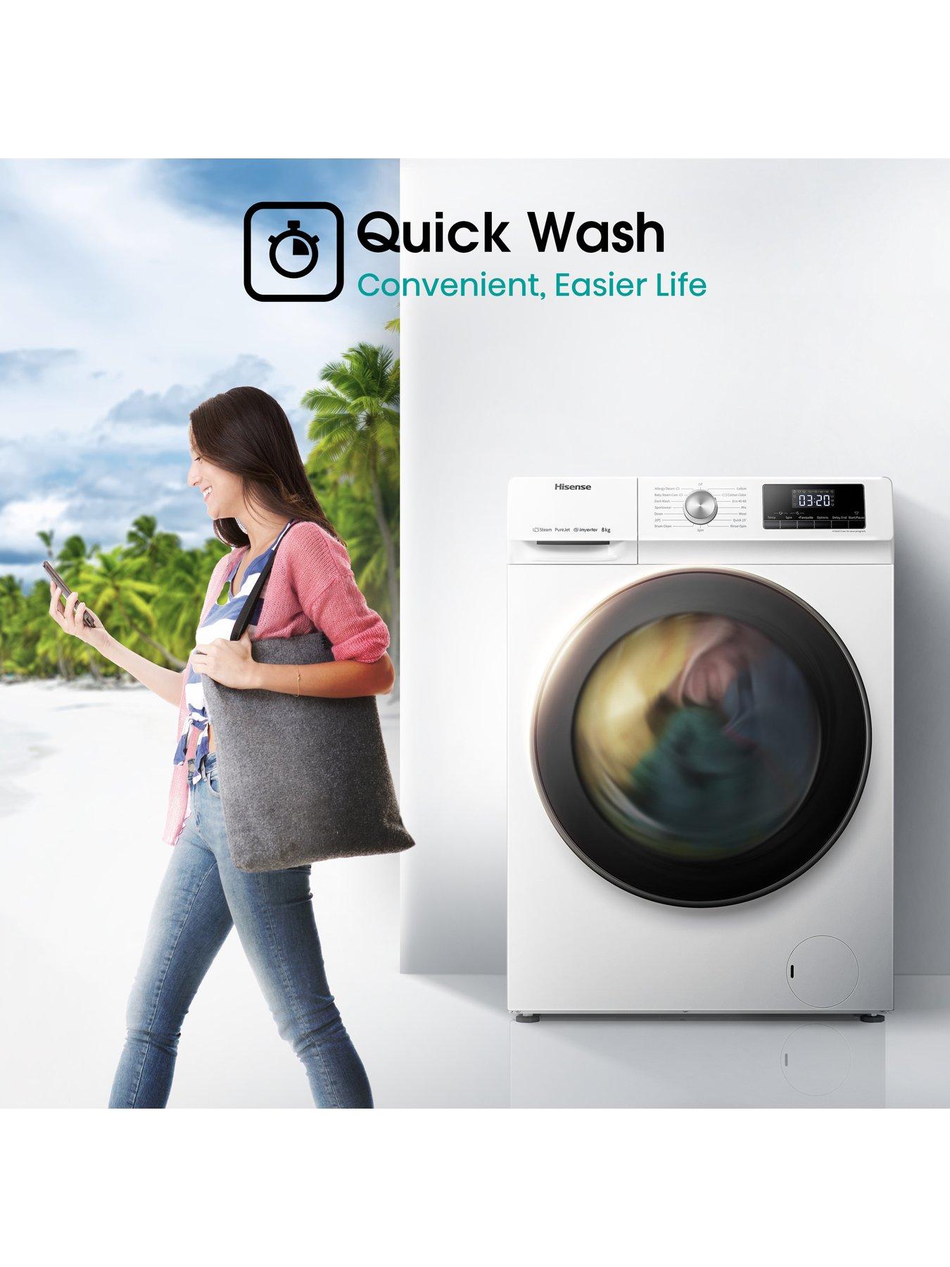 Image 4 of 7 of Hisense 3 Series WFQA8014EVJM 8kg Load, 1400 rpm Spin Washing Machine - White