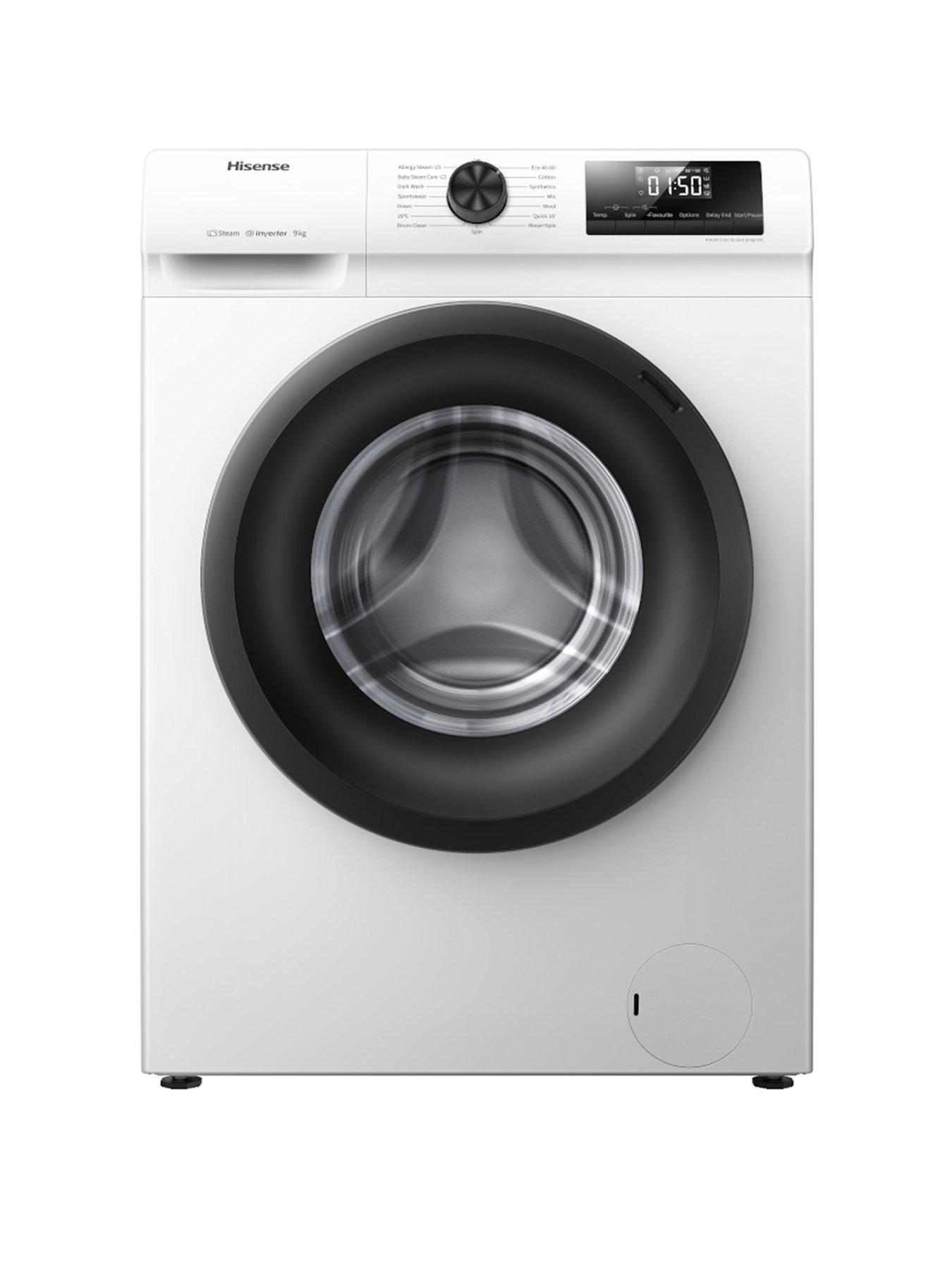 Product photograph of Hisense 1 Series Wfqp9014evm 9 Kg 1400 Rpm Spin Washing Machine - White from very.co.uk