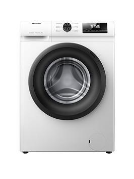 Product photograph of Hisense 1 Series Wfqp9014evm 9kg Wash 1400rpm Spin Washing Machine - White from very.co.uk