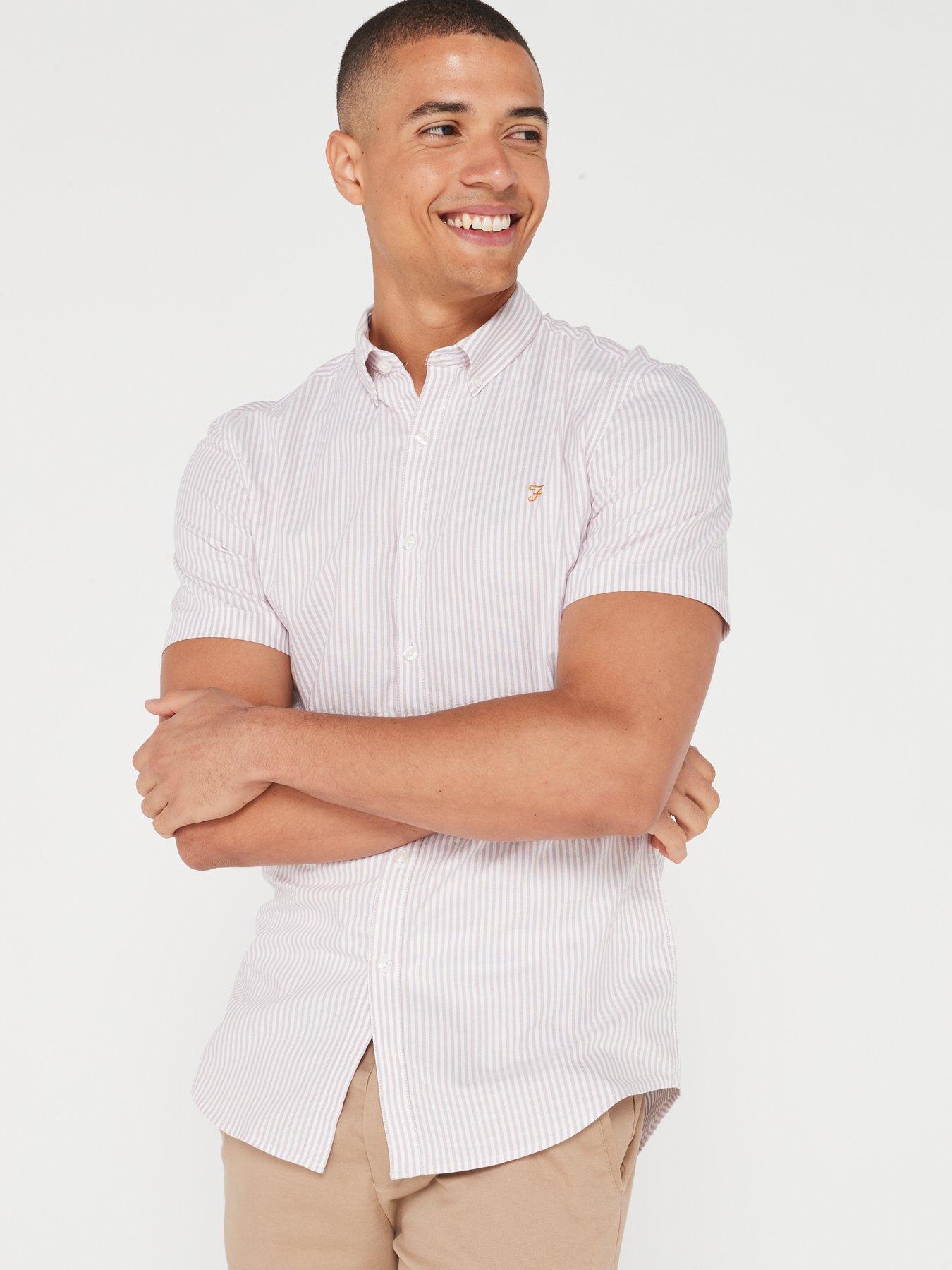 farah-brewer-stripe-short-sleeve-oxford-shirt-pink